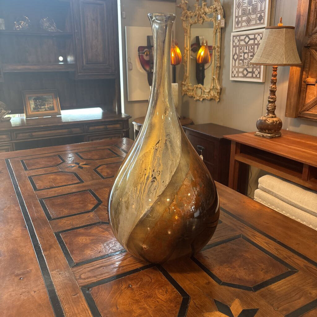 Blown Glass Hand Painted Tear Drop Vase - 13X30H