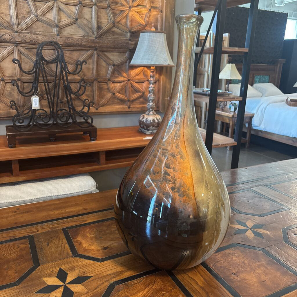 Blown Glass Hand Painted Tear Drop Vase - 13X30H