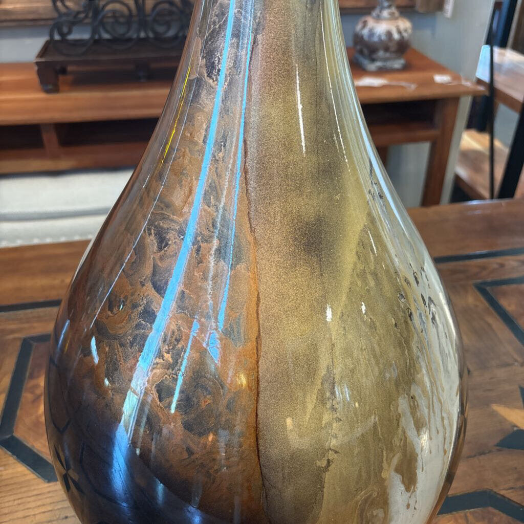 Blown Glass Hand Painted Tear Drop Vase - 13X30H