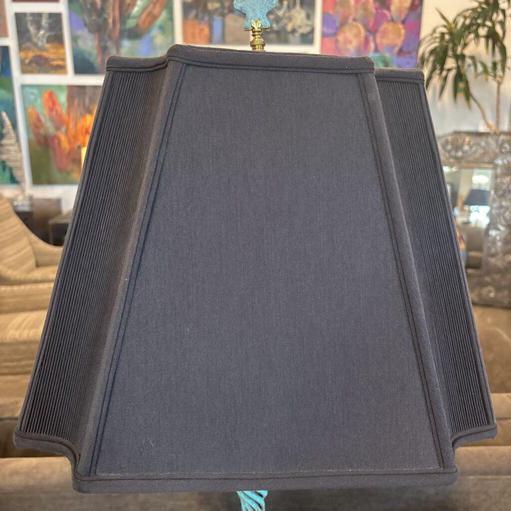 Turquoise Painted Wrought Iron Lamp - 15X32.5H