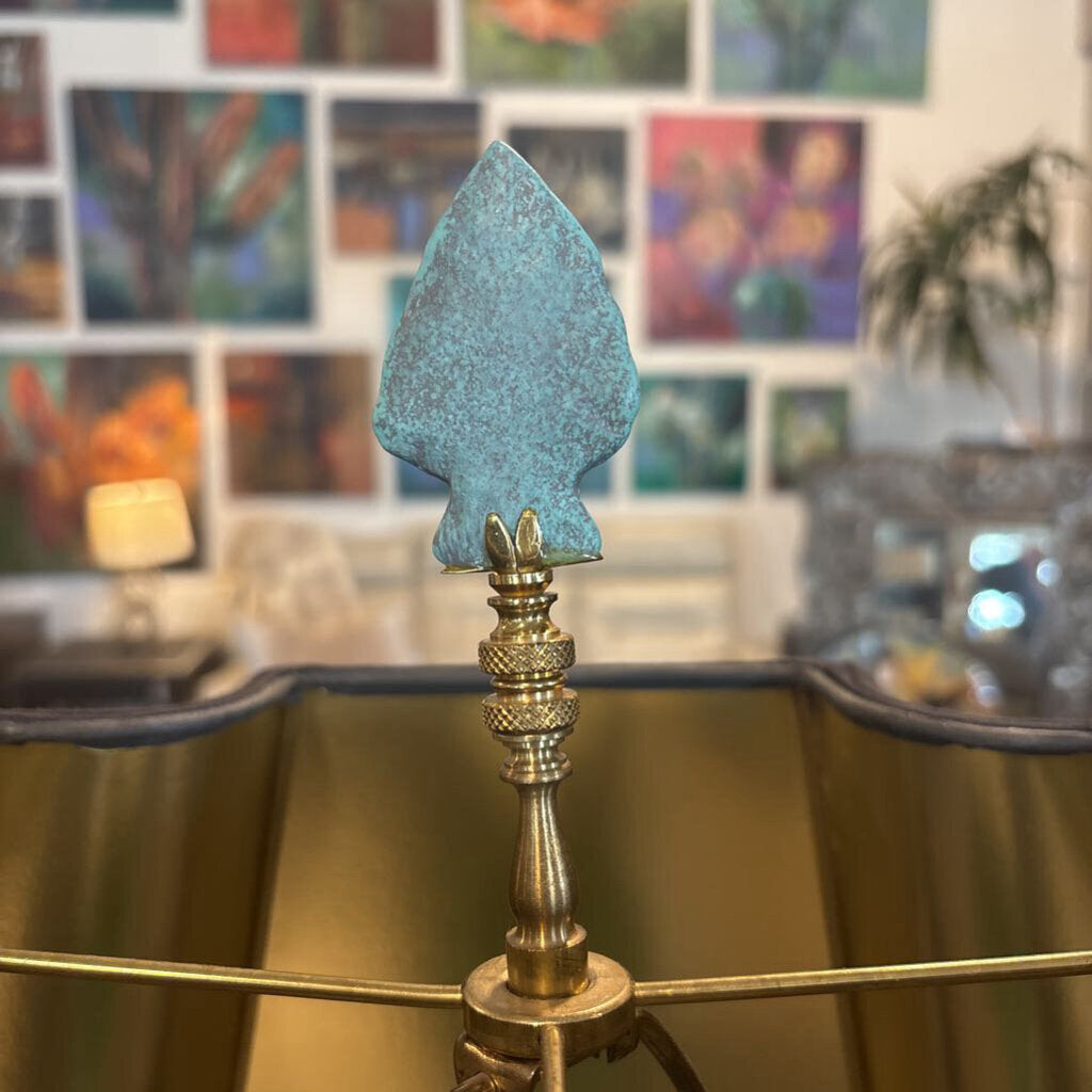 Turquoise Painted Wrought Iron Lamp - 15X32.5H