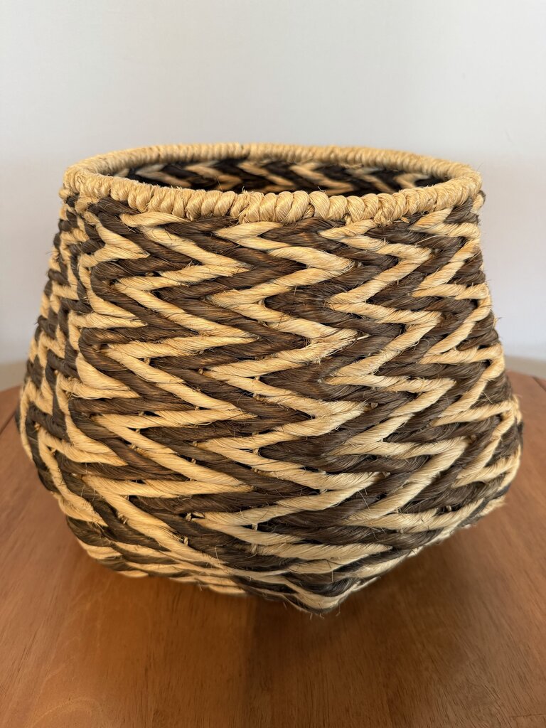 Chevron Woven Seagrass Basket- 15X11.5H