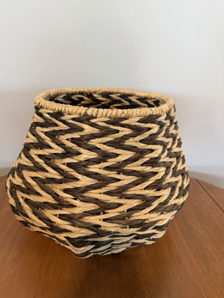 Chevron Woven Seagrass Basket- 15X11.5H