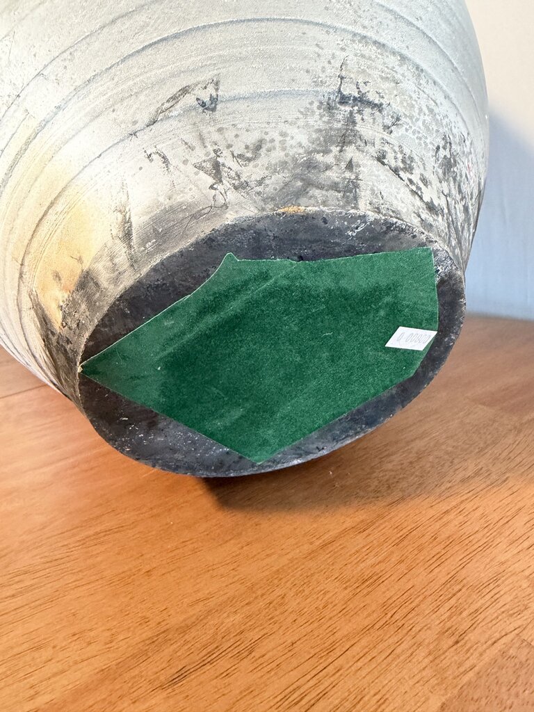Hand Made Grey Vase W/ Swirls- 13X16.5 - AS IS