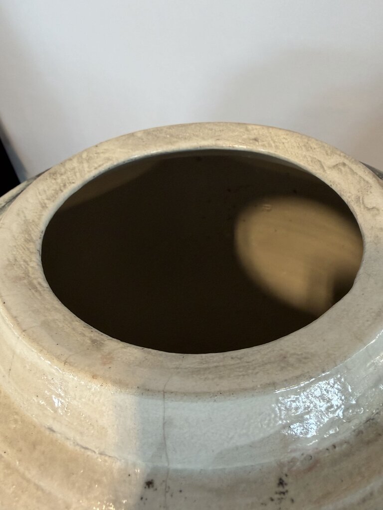 Hand Made Grey Vase W/ Swirls- 13X16.5 - AS IS