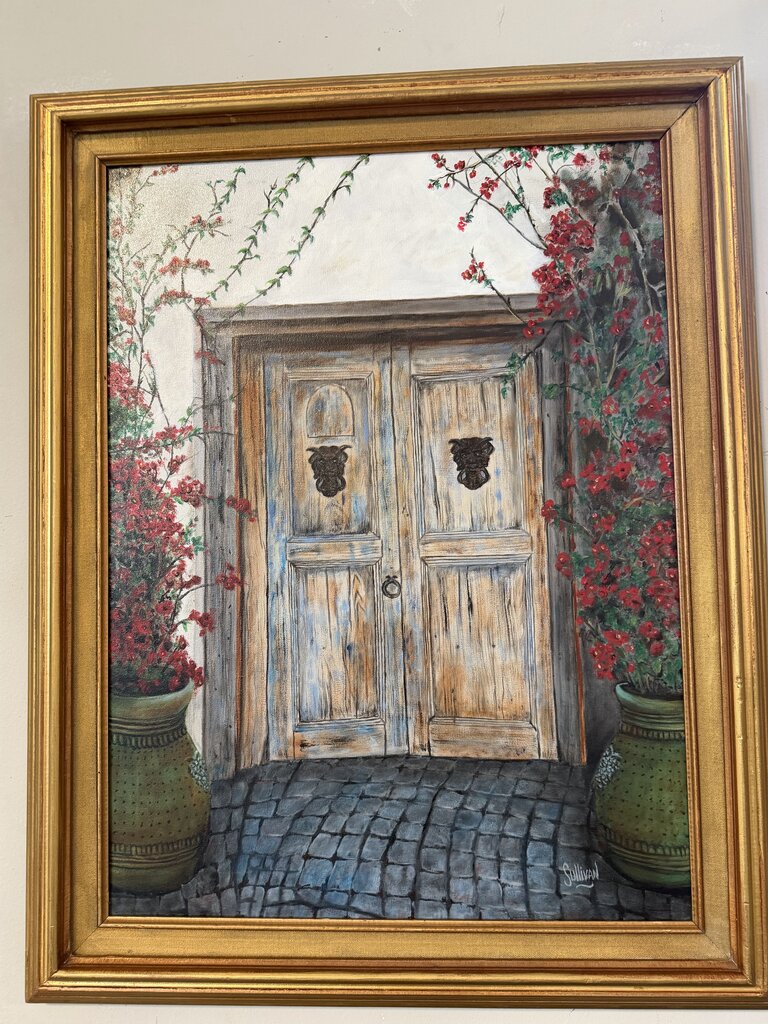 Original Courtyard Painting W/ Gold Frame By Sullivan- 23X30