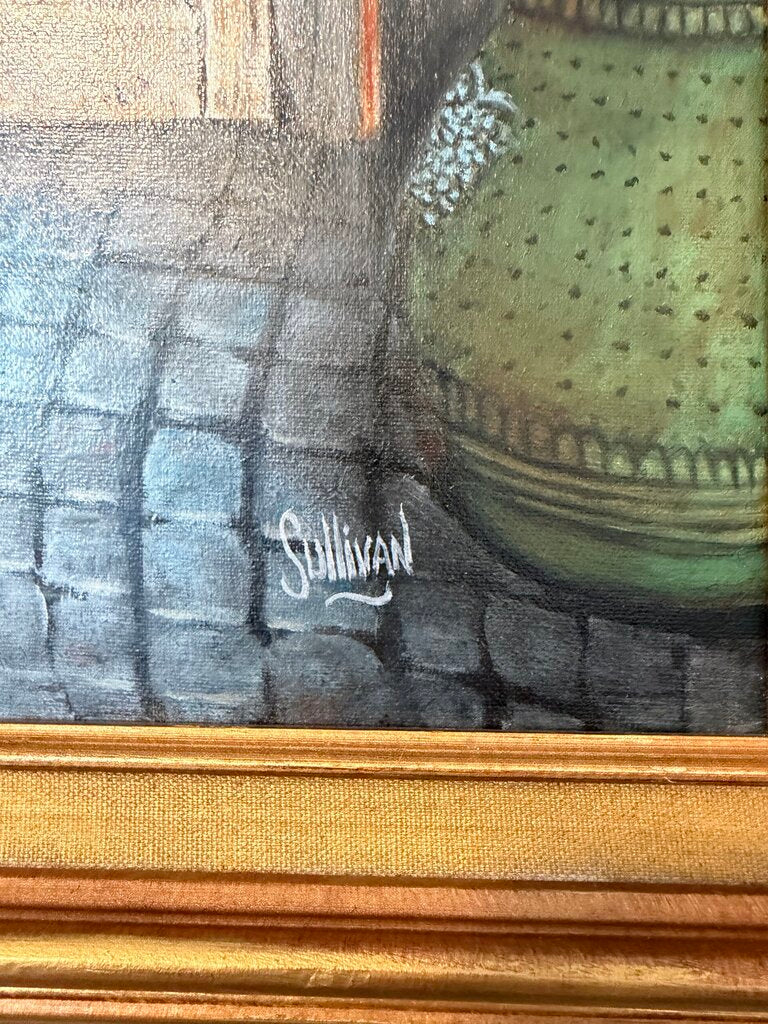 Original Courtyard Painting W/ Gold Frame By Sullivan- 23X30