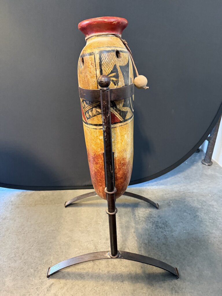 Southwest Style Pot W/ Iron Stand- 13X27H AS IS