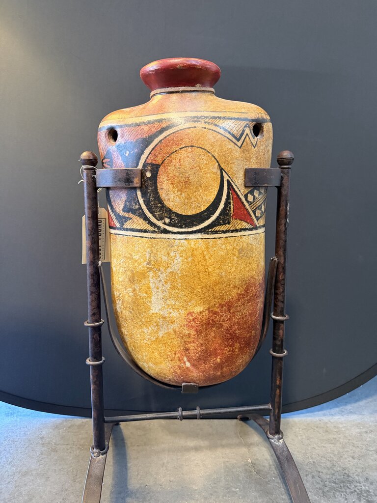Southwest Style Pot W/ Iron Stand- 13X27H AS IS