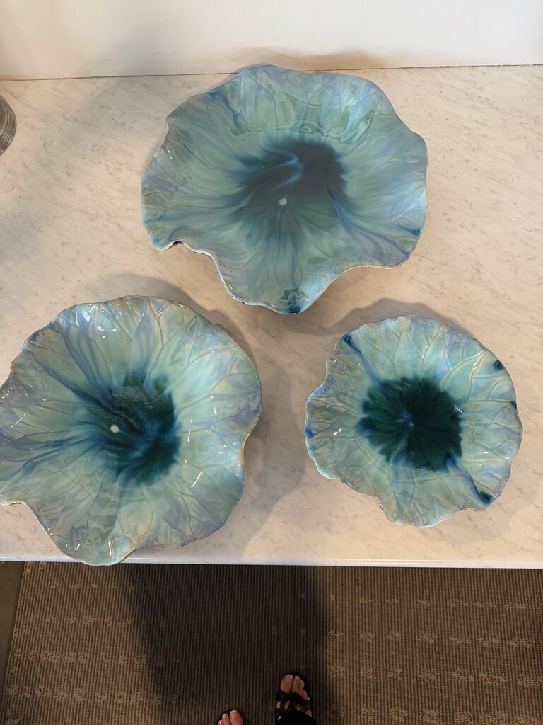 Uttermost Abella Ceramic Flowers- Set of 3- 18X18X4