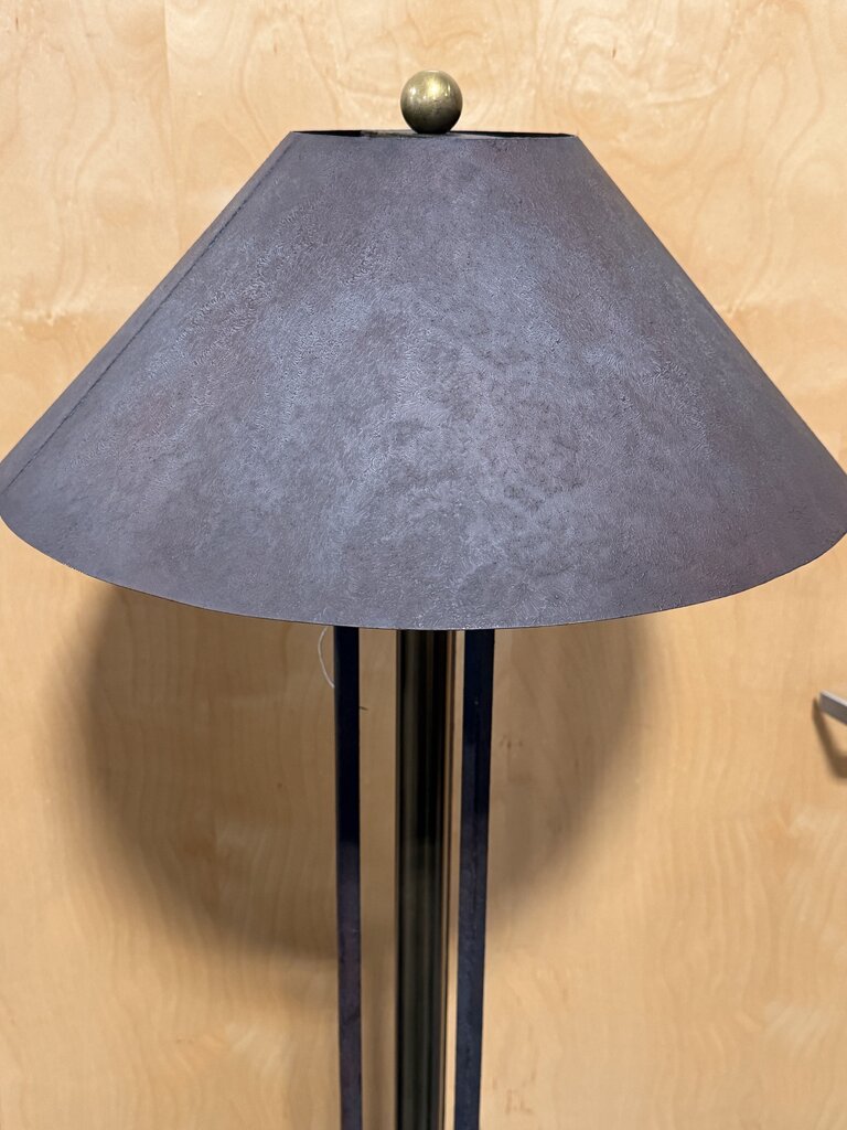 Vintage Iron & Brass Floor Lamp W/ Metal Shade- 17X58H
