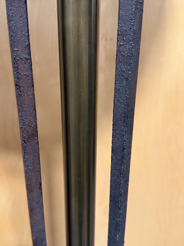 Vintage Iron & Brass Floor Lamp W/ Metal Shade- 17X58H