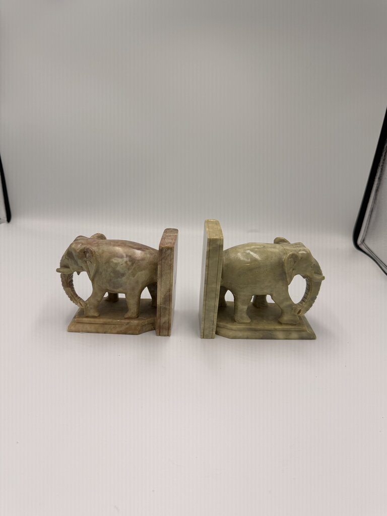 Marble Elephant Bookends - 4.5X2X4.5