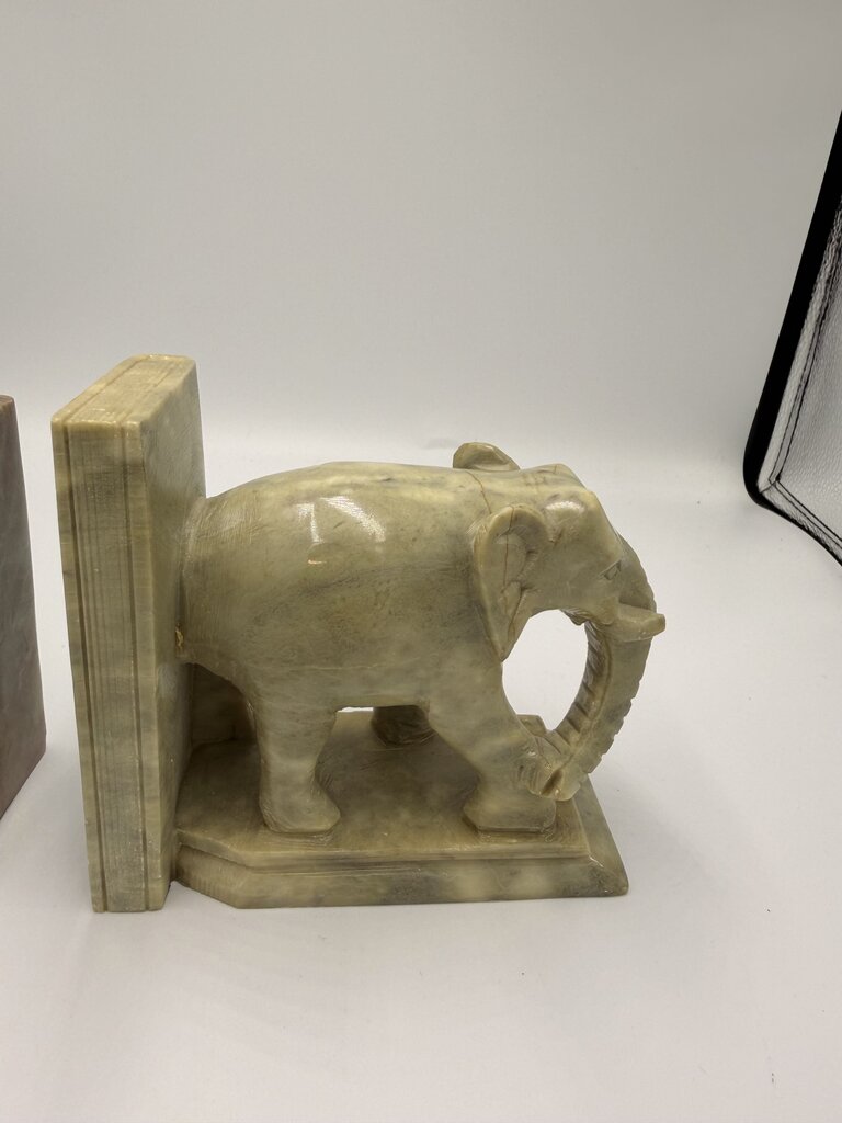 Marble Elephant Bookends - 4.5X2X4.5