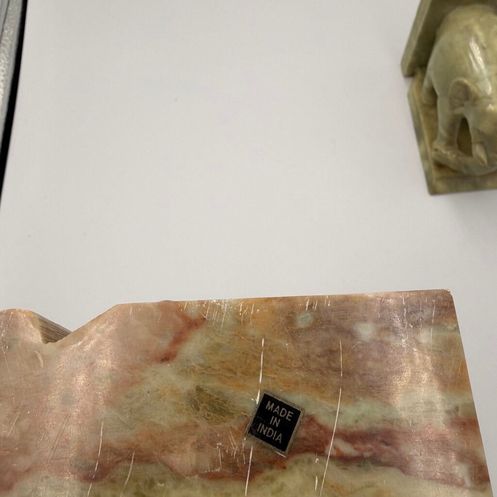 Marble Elephant Bookends - 4.5X2X4.5