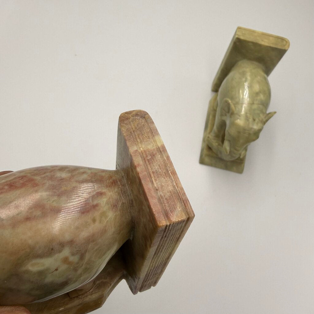 Marble Elephant Bookends - 4.5X2X4.5