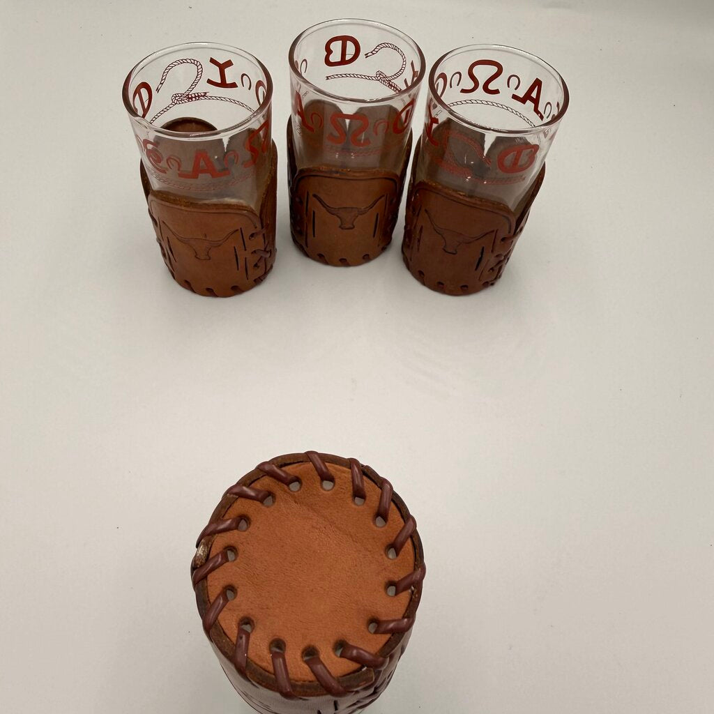 Libbey Bamco Leather Highball Glasses - Set of 4 - 2.5X4.5