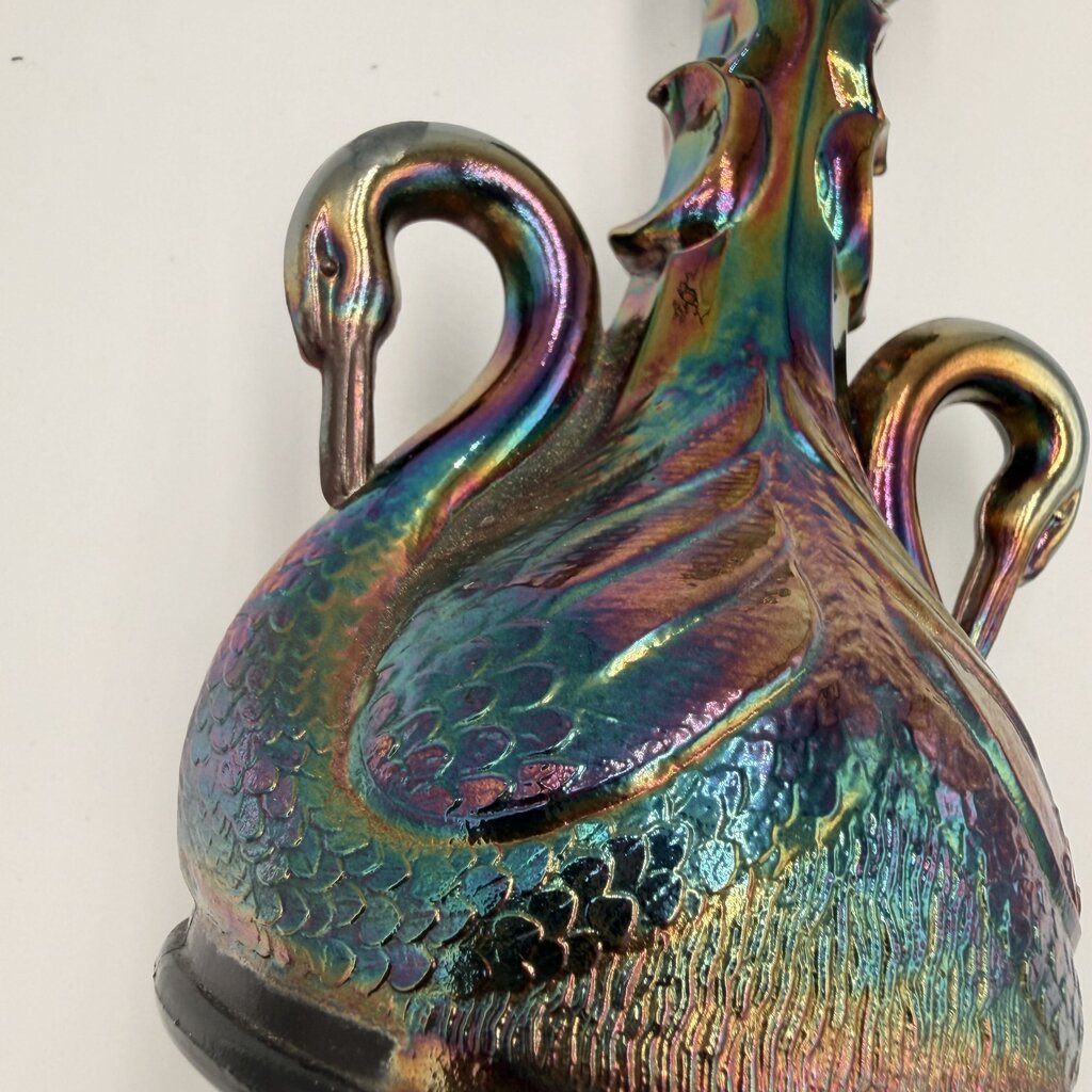 Vintage Fenton Double Swan Candlestick Holder - 4X4X7