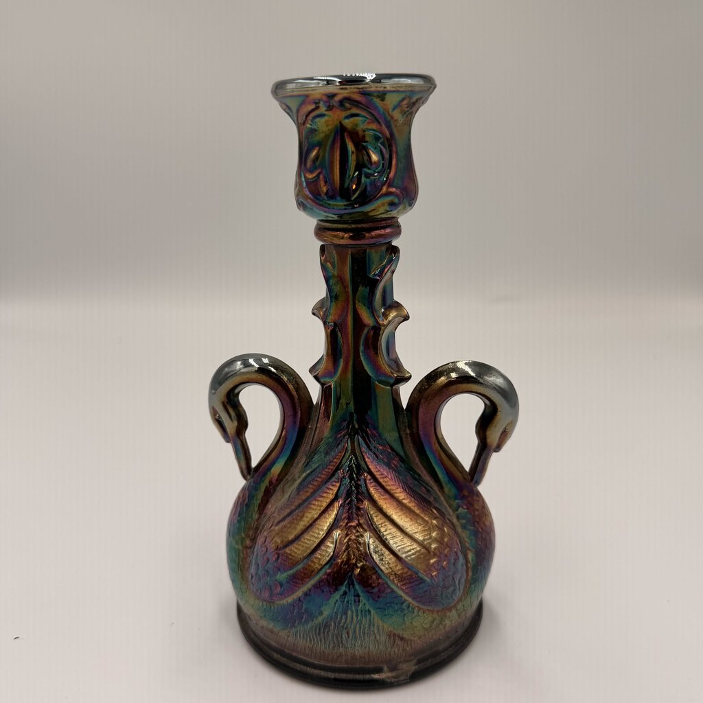 Vintage Fenton Double Swan Candlestick Holder - 4X4X7