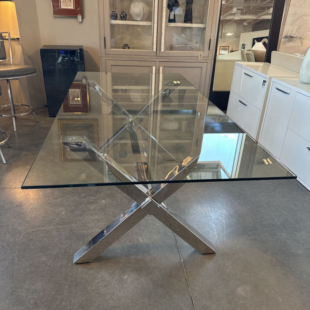 Z Gallerie Axis Chrome & Glass Dining Table - 78X38X30H