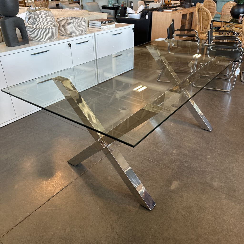 Z Gallerie Axis Chrome & Glass Dining Table - 78X38X30H