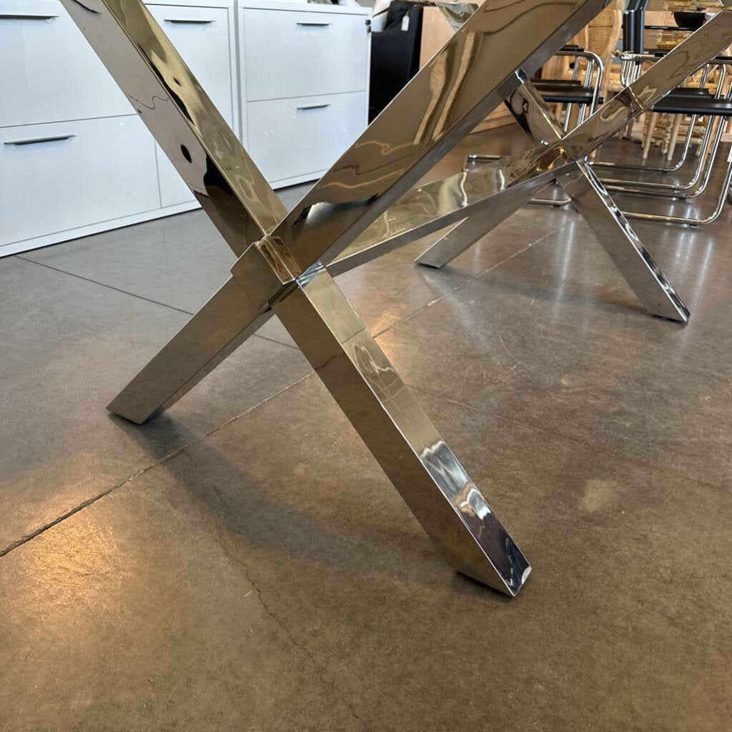 Z Gallerie Axis Chrome & Glass Dining Table - 78X38X30H