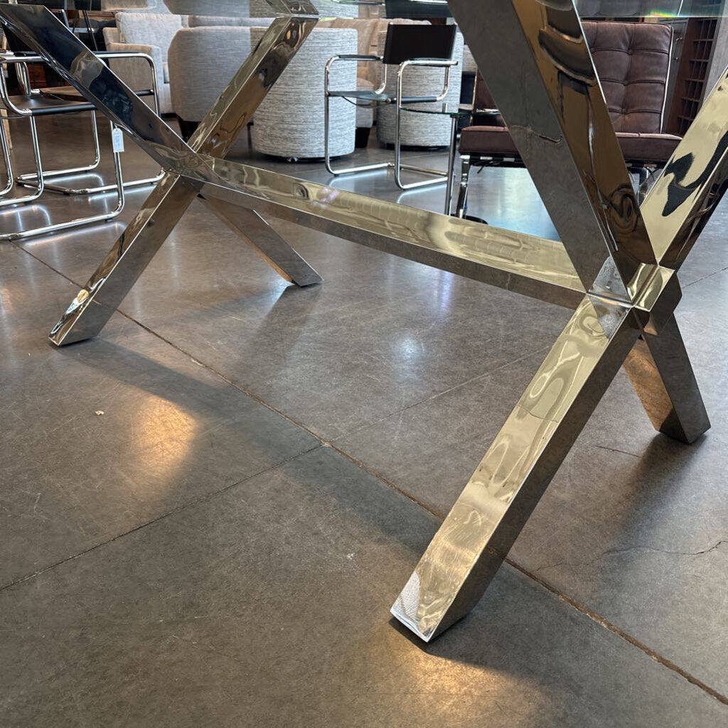 Z Gallerie Axis Chrome & Glass Dining Table - 78X38X30H