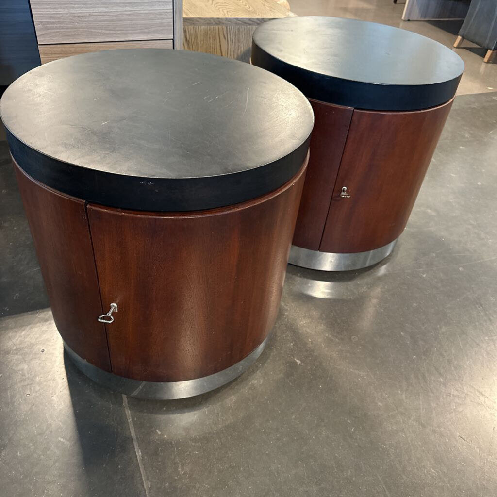 Ralph Lauren Round Side Tables - Pair - 24X24.5 - AS IS