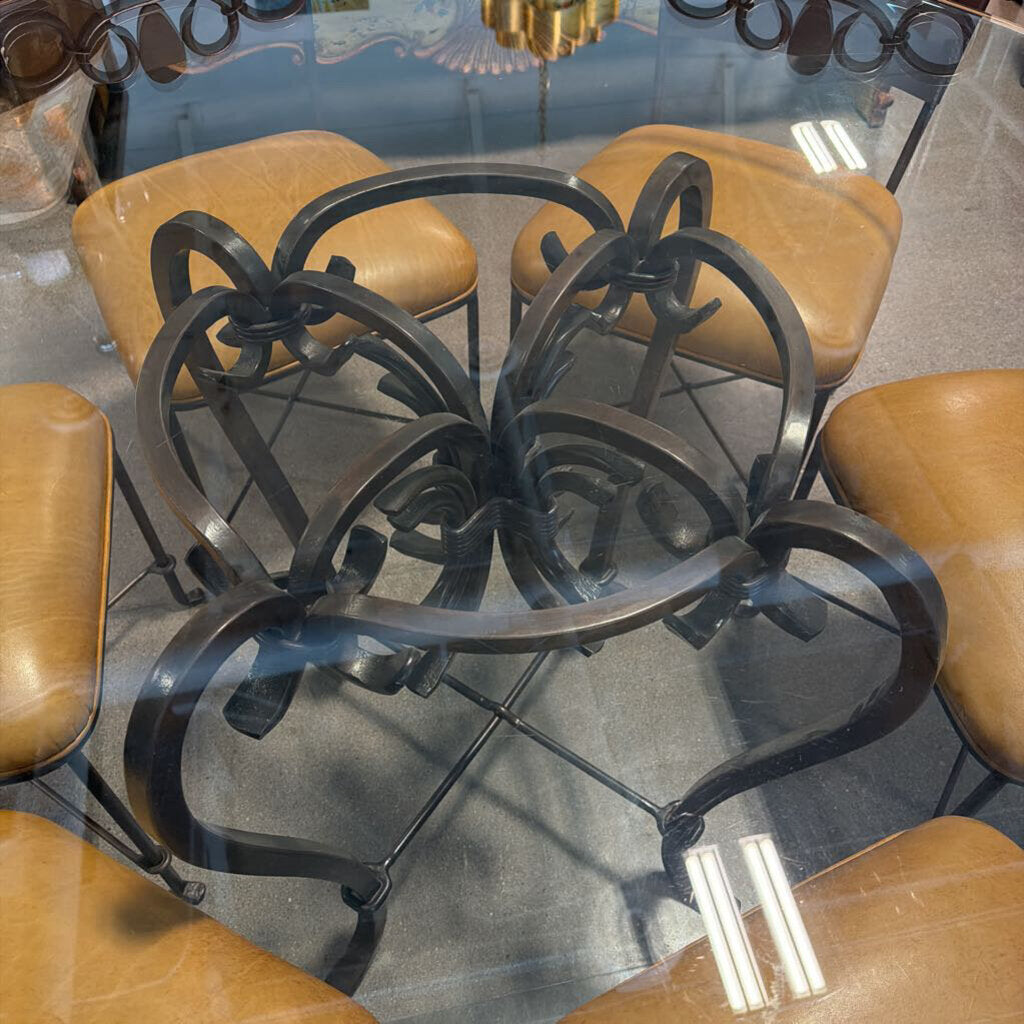 Iron Round Glass 7 Pc Dining Set by Alexandria Diez-60X30
