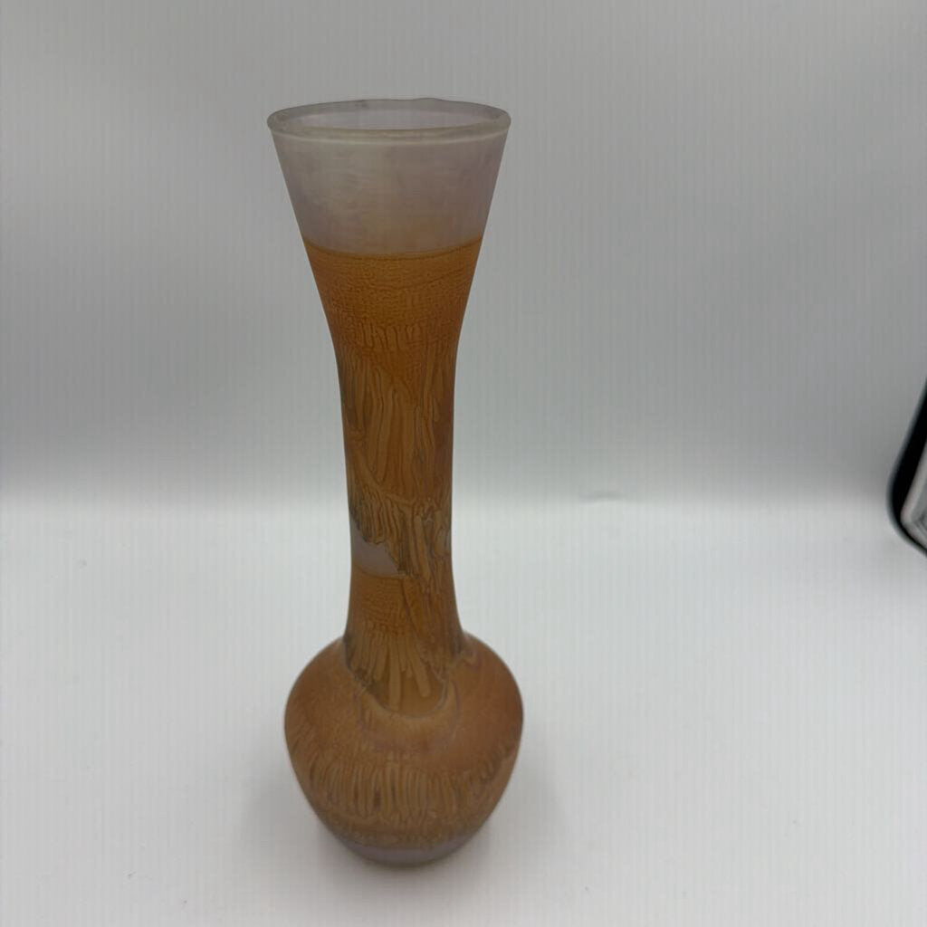 Vintage B.Z.T. Painted Glass Vase- 3X9.5H
