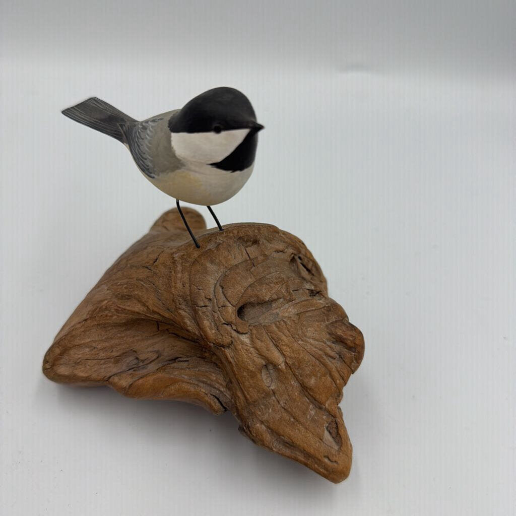 Chickadee Wood Carving By R. Negaard- 5.5X3.5X4.5H