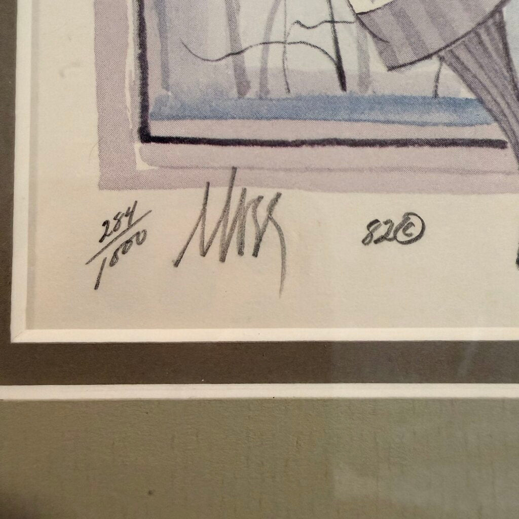 "Lisa & Tiger" by artist P. Buckley Moss- 10.5X13.5H