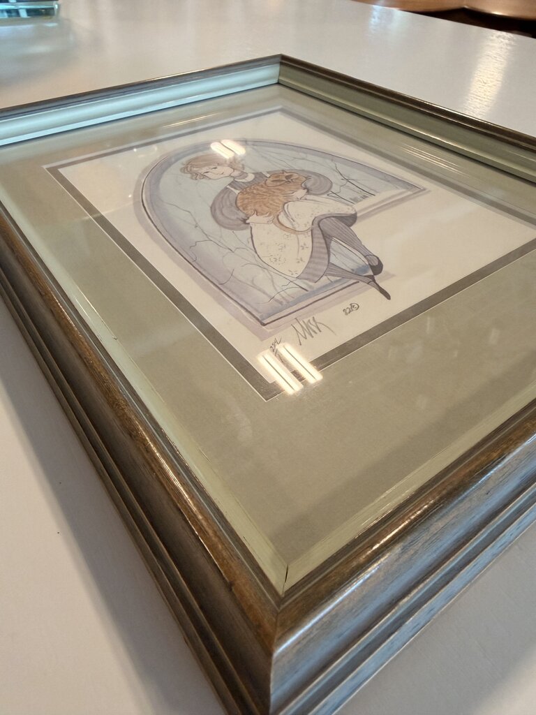 "Lisa & Tiger" by artist P. Buckley Moss- 10.5X13.5H