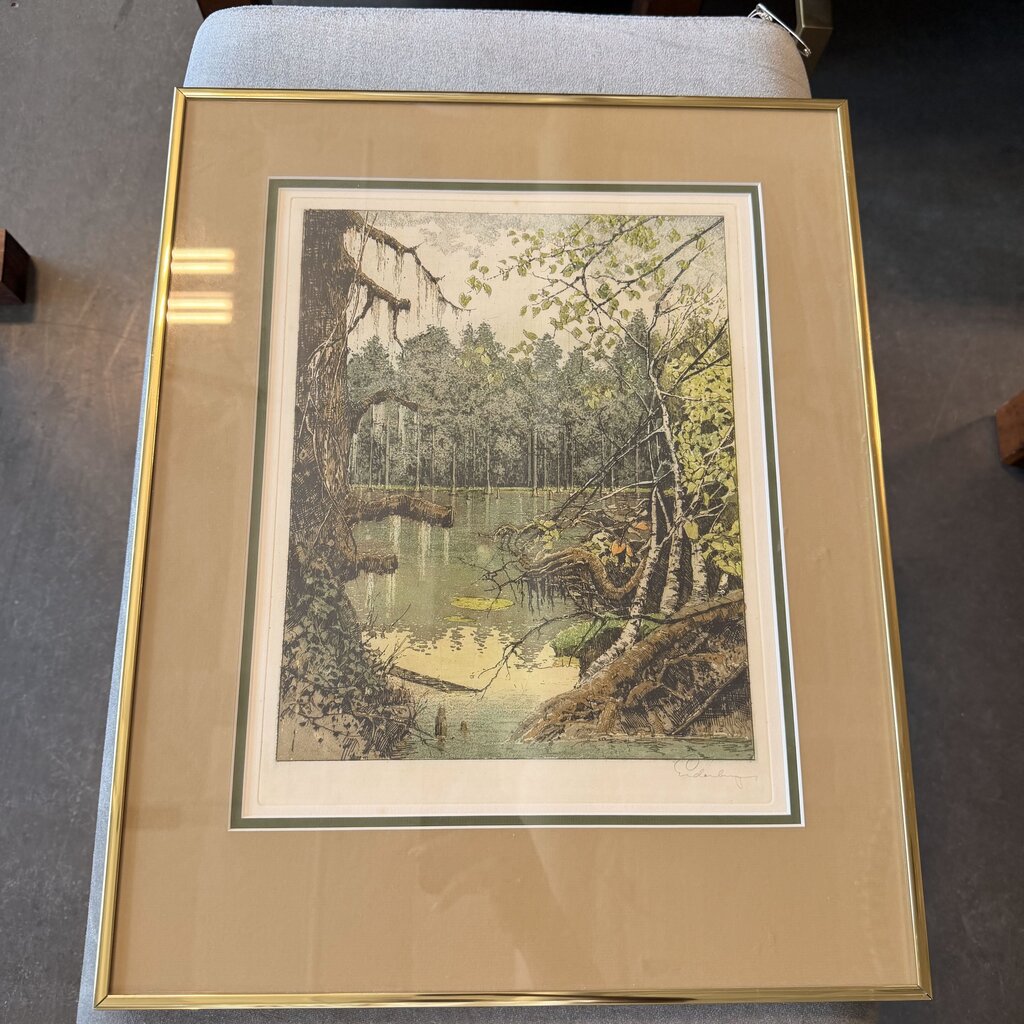 Josef Eidenberger Etching of Lafayette Swamp- 16.5X20.5