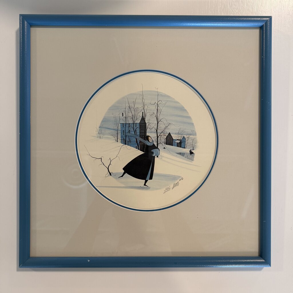 "Moonlit Skaters" Print By P. Buckley Moss- 15.5X15.5