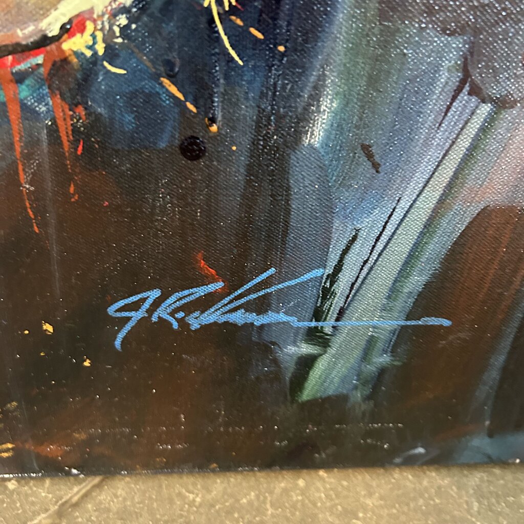 Original Red/Blue Prickly Pear Cactus By Jack Rickard - 36X36