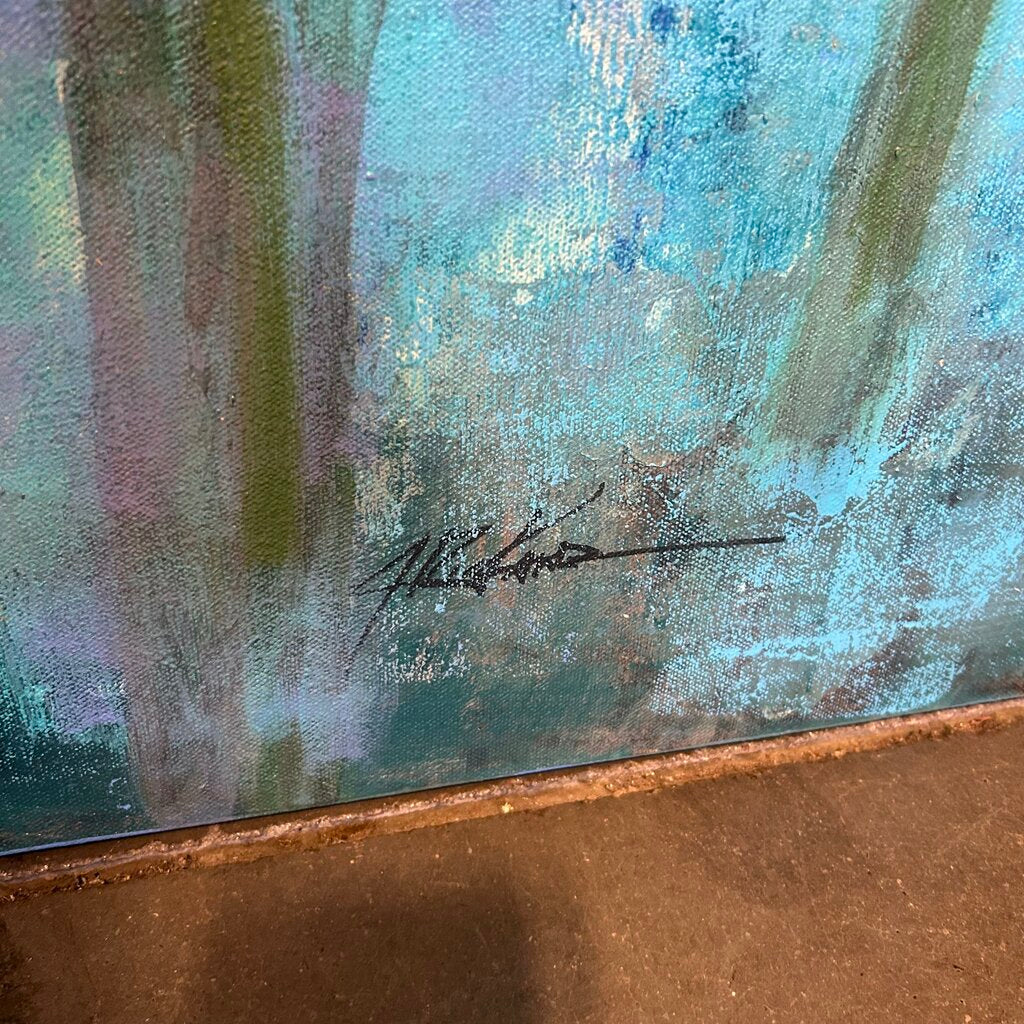 Original Blue Saguaro Art By Jack Rickard - 36X36