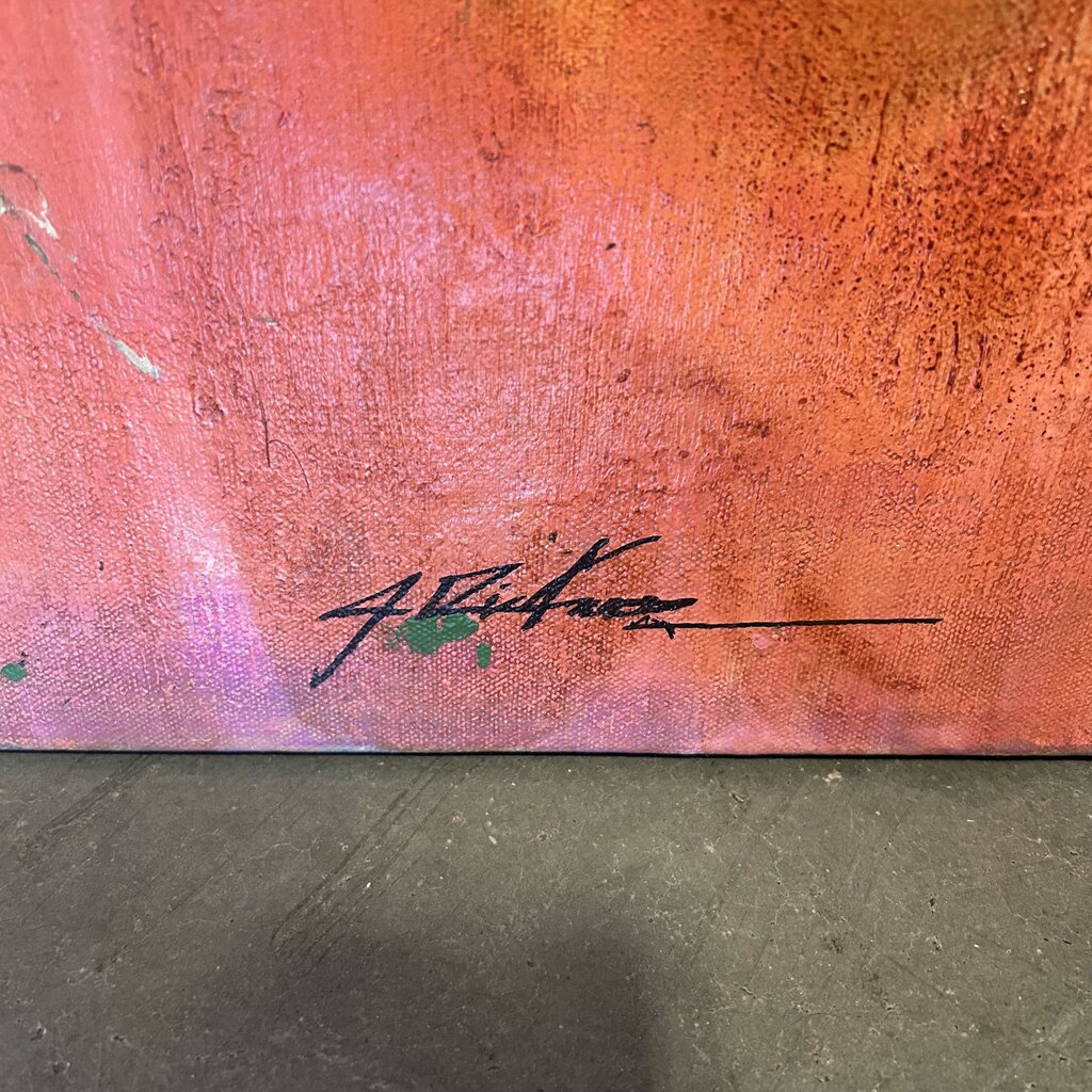 Original Red/Green Saguaro Art By Jack Rickard - 36X36