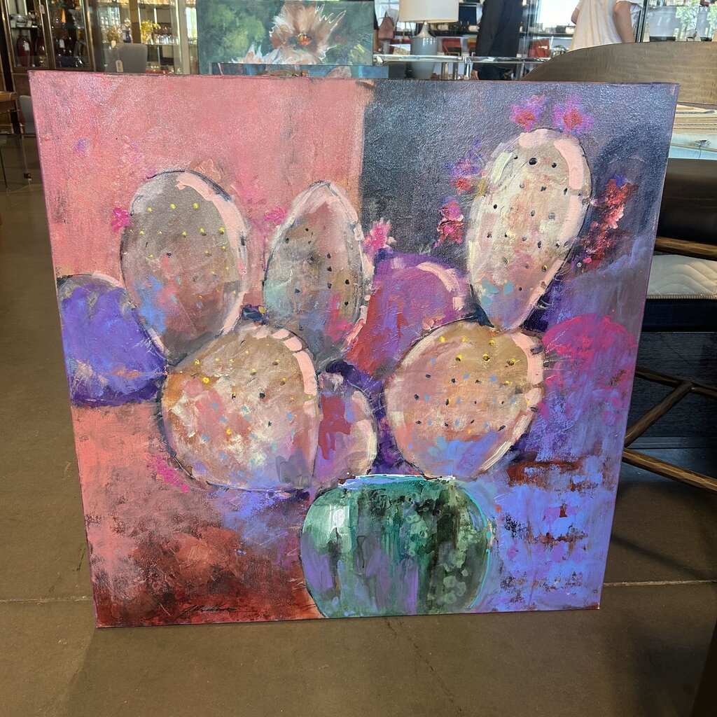 Original Pink/Purple Prickly Pear Art By Jack Rickard - 36X36