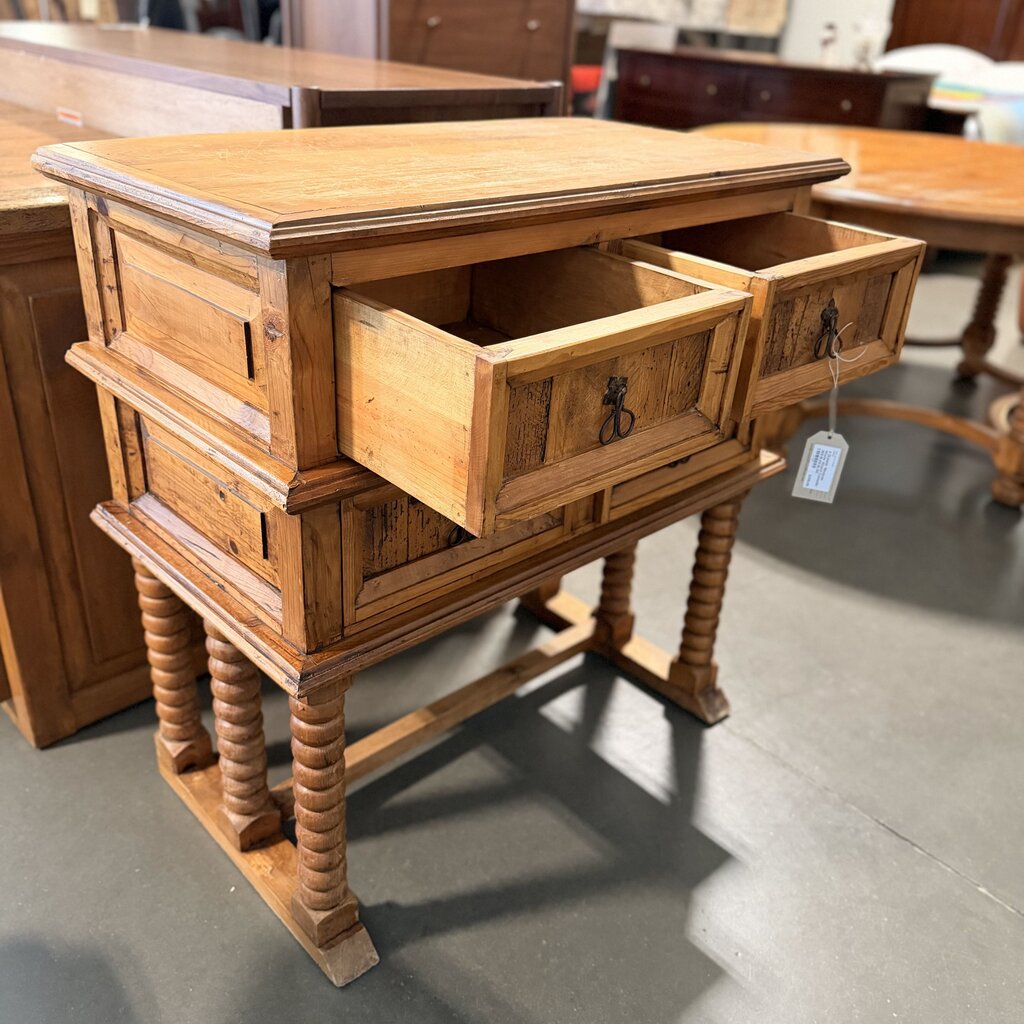 4 Drawer Mexican Worm Wood Console- 36X19.5X36.5H