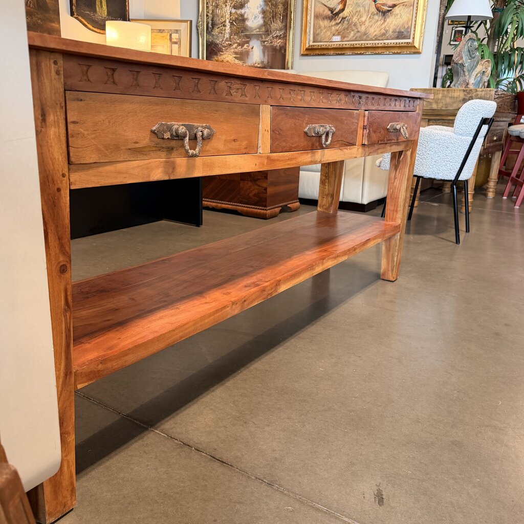 Sheesham Wood Console W/ 3 Drawers- 43X22X36.5H