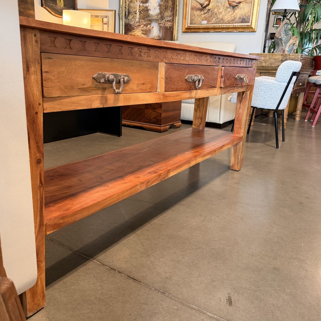 Sheesham Wood Console W/ 3 Drawers- 43X22X36.5H