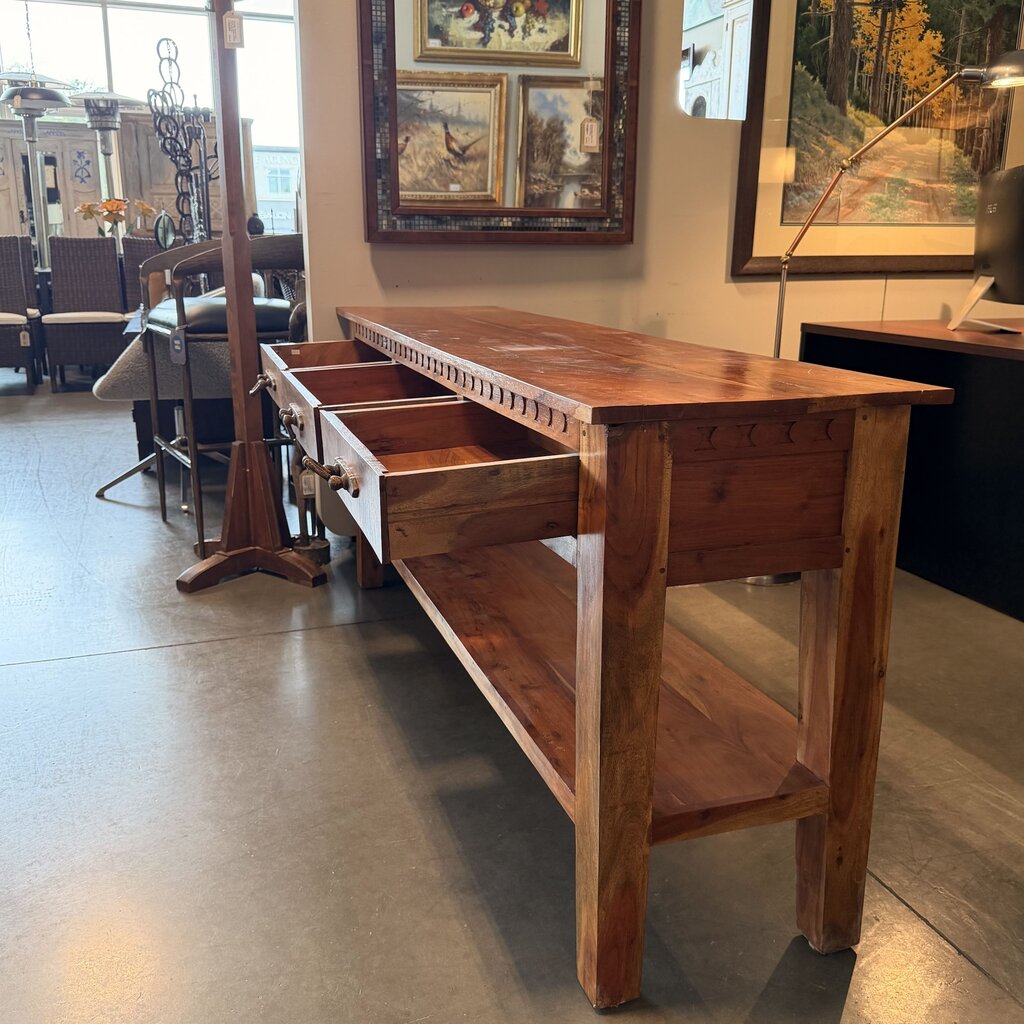 Sheesham Wood Console W/ 3 Drawers- 43X22X36.5H
