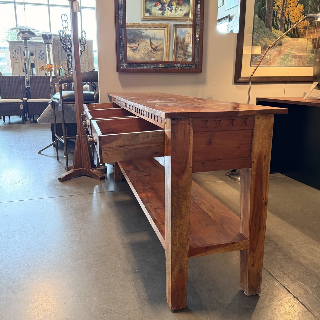 Sheesham Wood Console W/ 3 Drawers- 43X22X36.5H