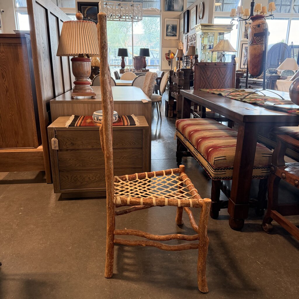 Rustic Branches Chair W/ Rawhide Straps- 19.5X19.5X49H