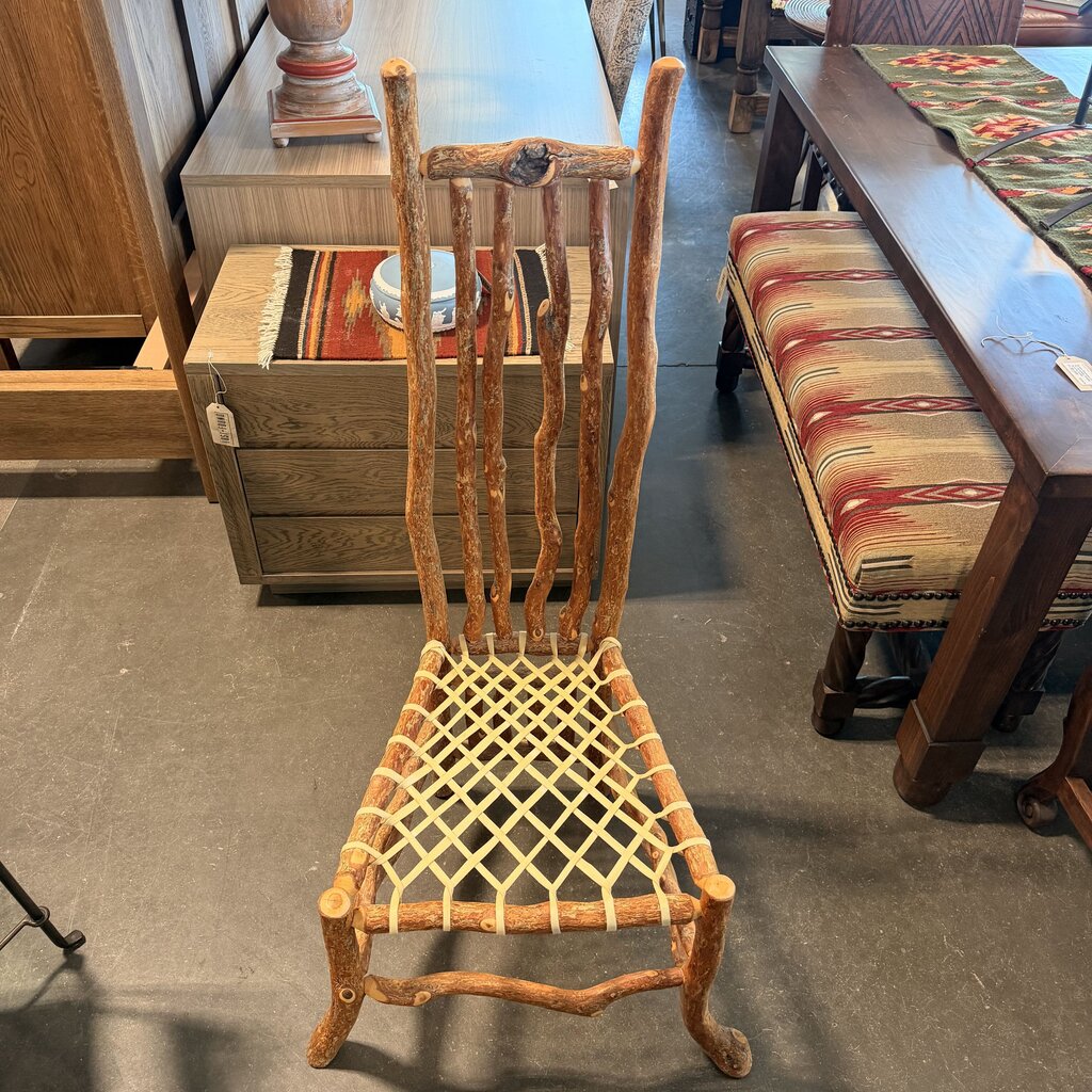 Rustic Branches Chair W/ Rawhide Straps- 19.5X19.5X49H