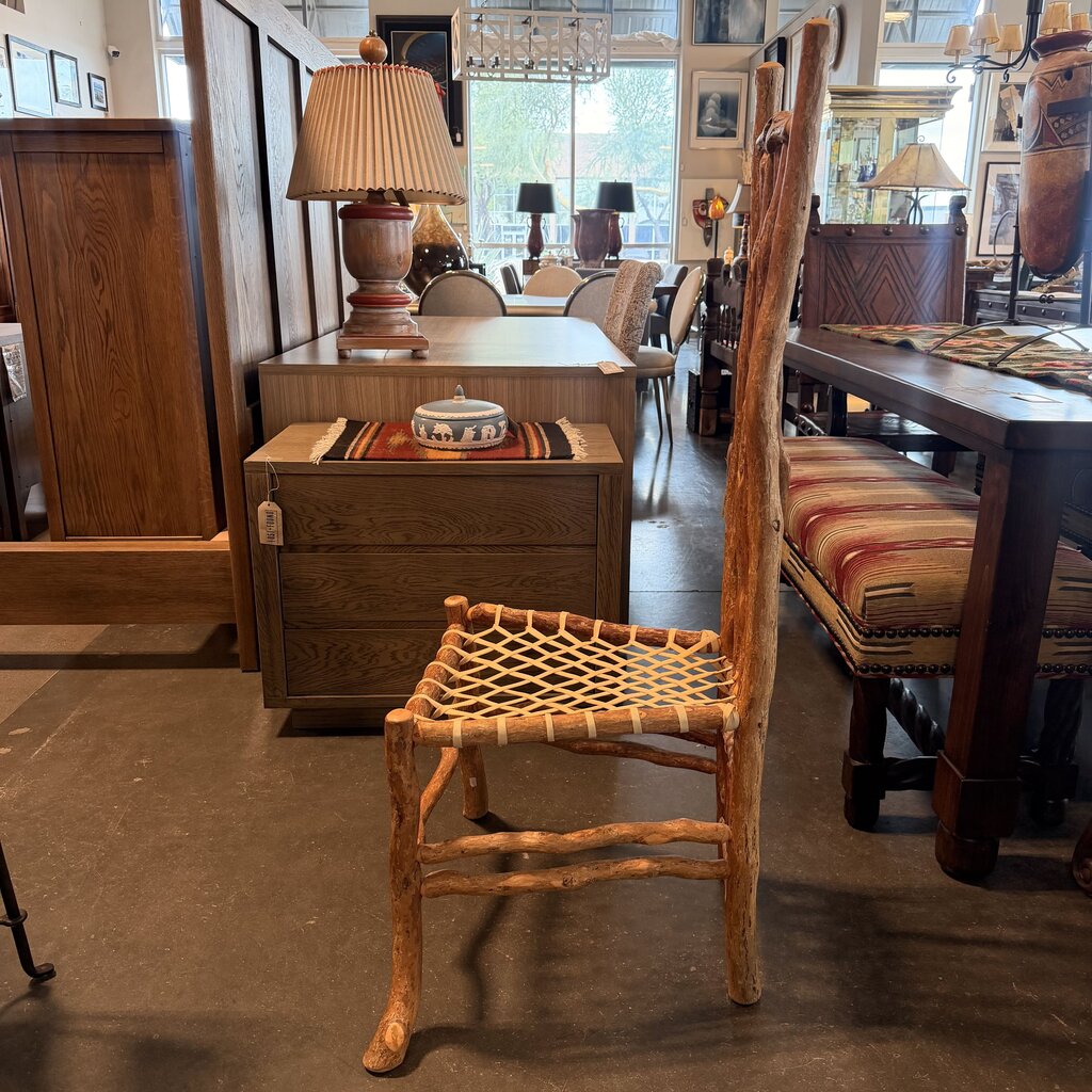 Rustic Branches Chair W/ Rawhide Straps- 19.5X19.5X49H
