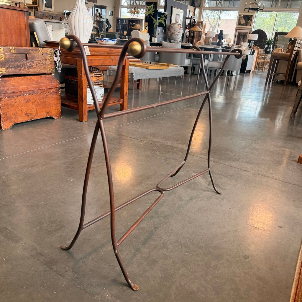 Metal Blanket Rack W/ Brass End Caps- 35X11X30H- AS IS
