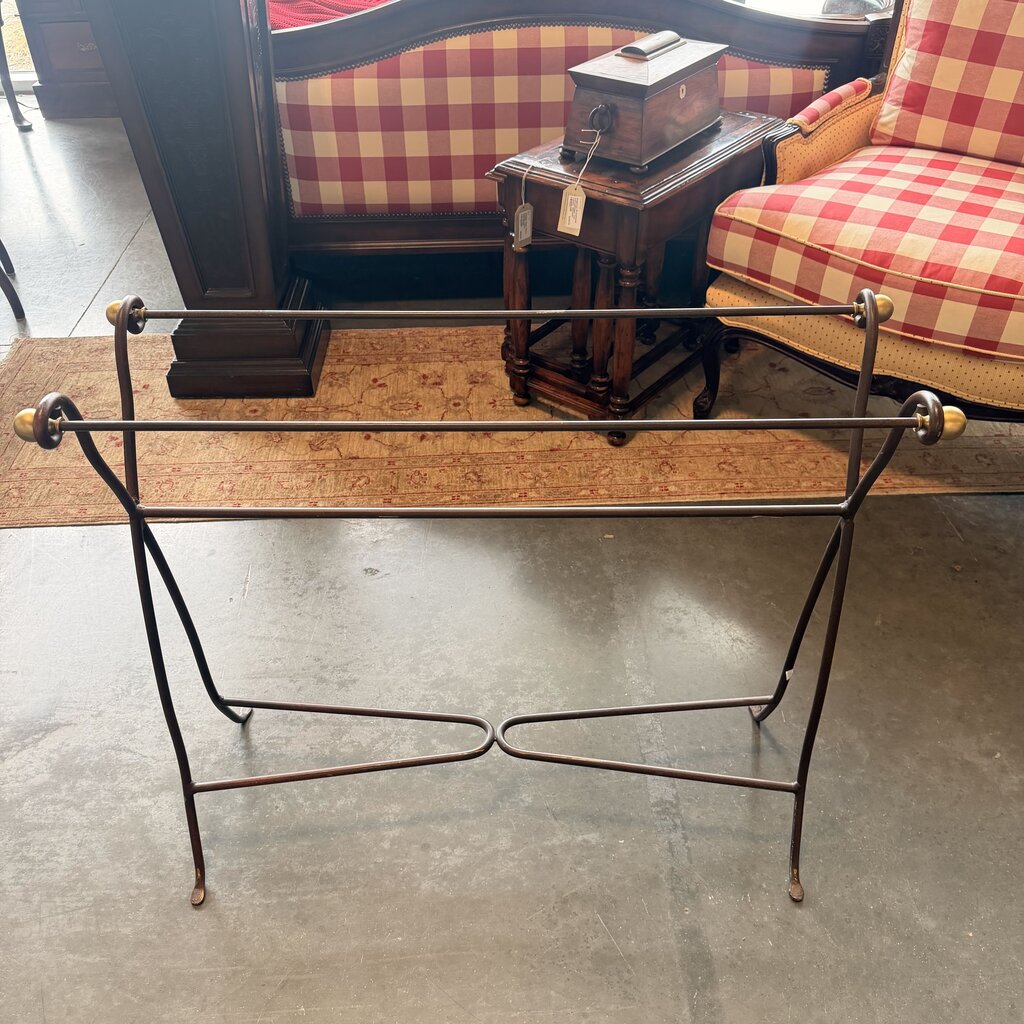 Metal Blanket Rack W/ Brass End Caps- 35X11X30H- AS IS