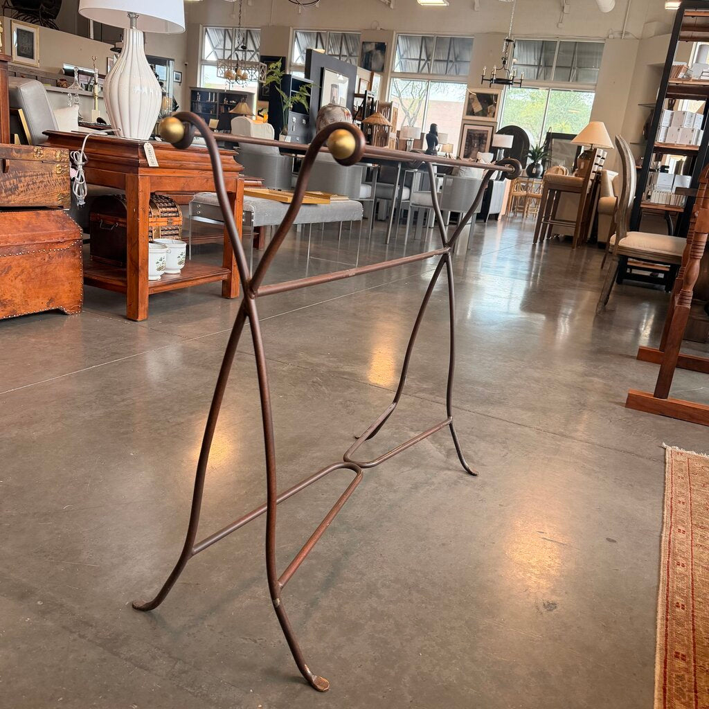 Metal Blanket Rack W/ Brass End Caps- 35X11X30H- AS IS